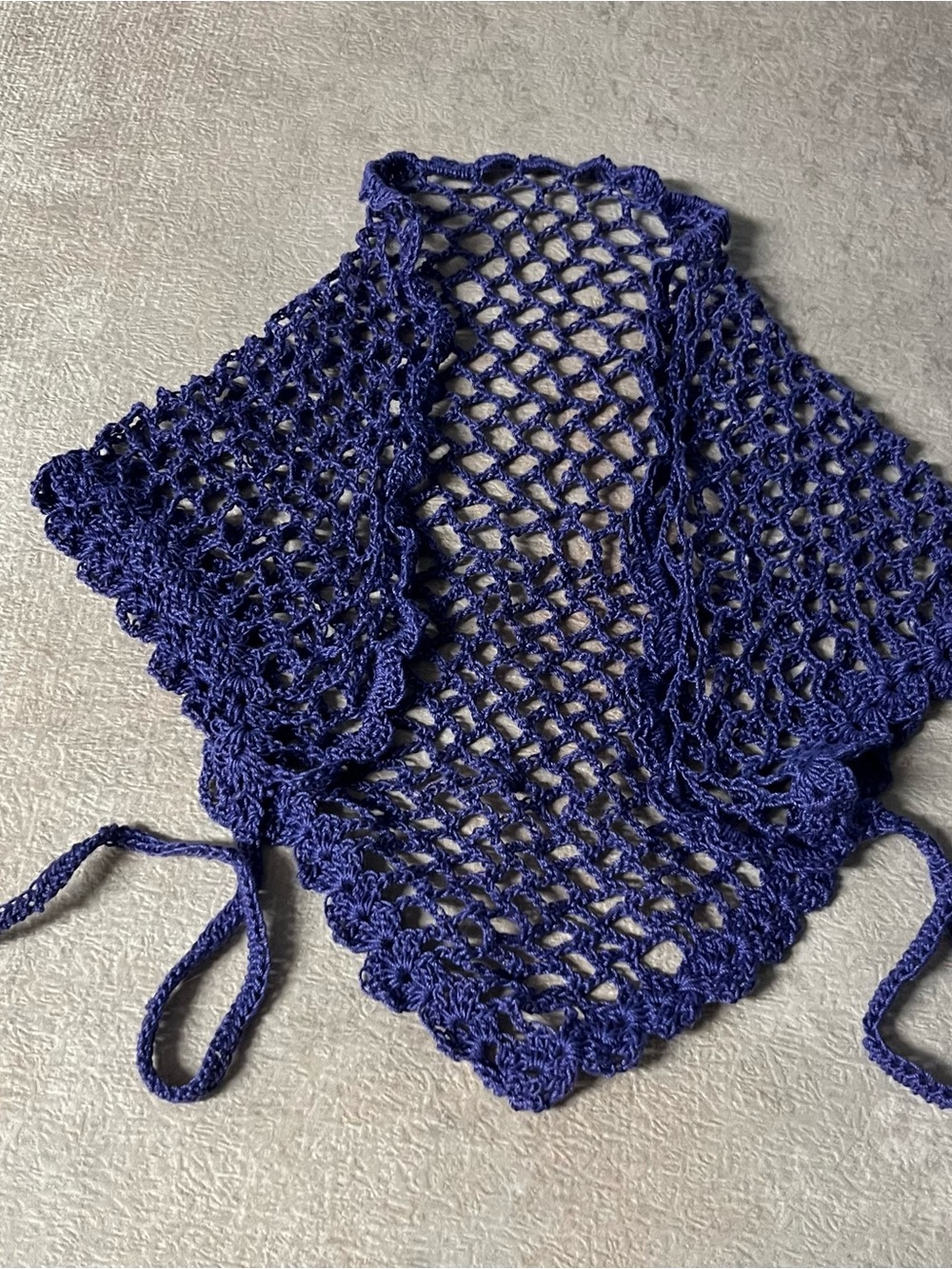 Hand-Crocheted Deep purple  Lace Shawl bandana/neck wrap